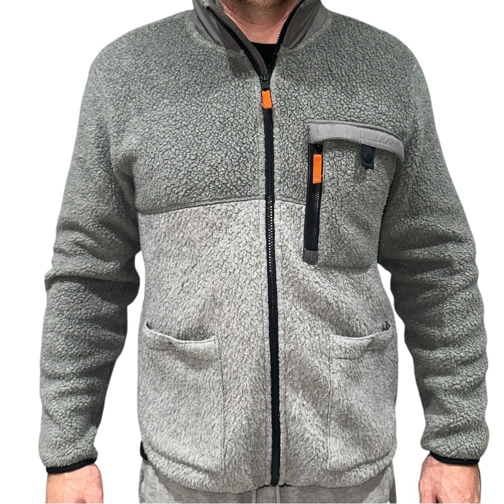 Hoka Men's Gray Zip-Up Fleece Sweater | sky jacket Size L
